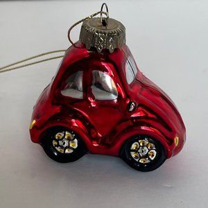 Red Mercury Glass VW Beetle Bug Car Christmas Ornament